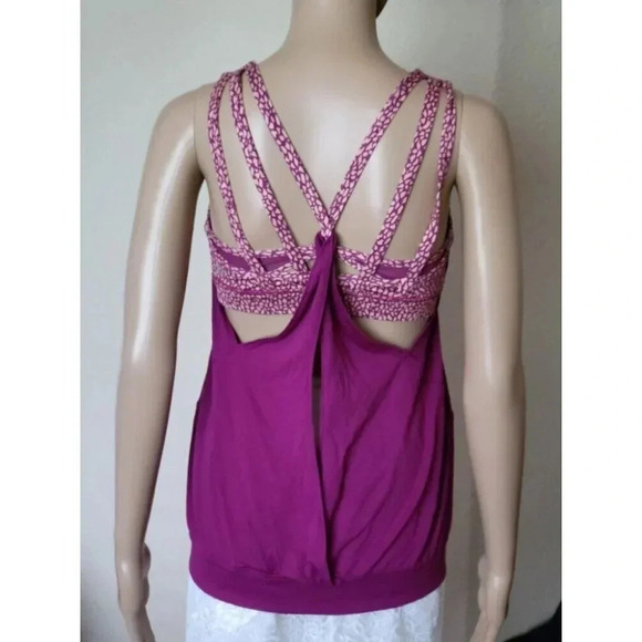 Lululemon Built in Bra Strappy Open Back Tank Top Racerback multicolor Size 6 - Picture 2 of 7